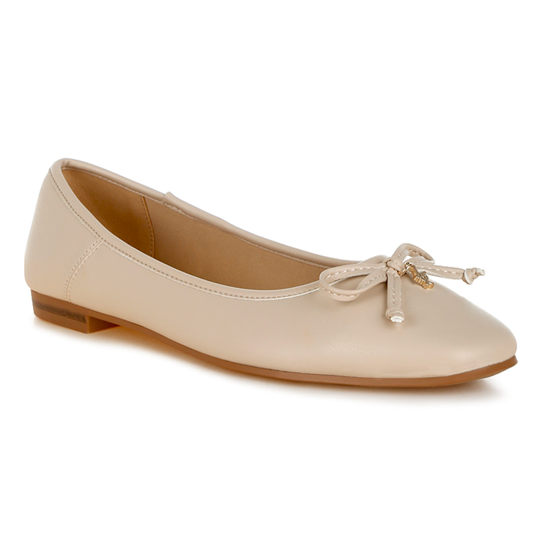 faux leather casual ballerinas#color_beige