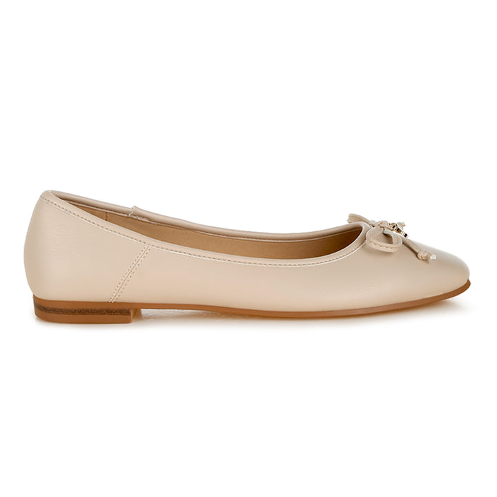 faux leather casual ballerinas#color_beige