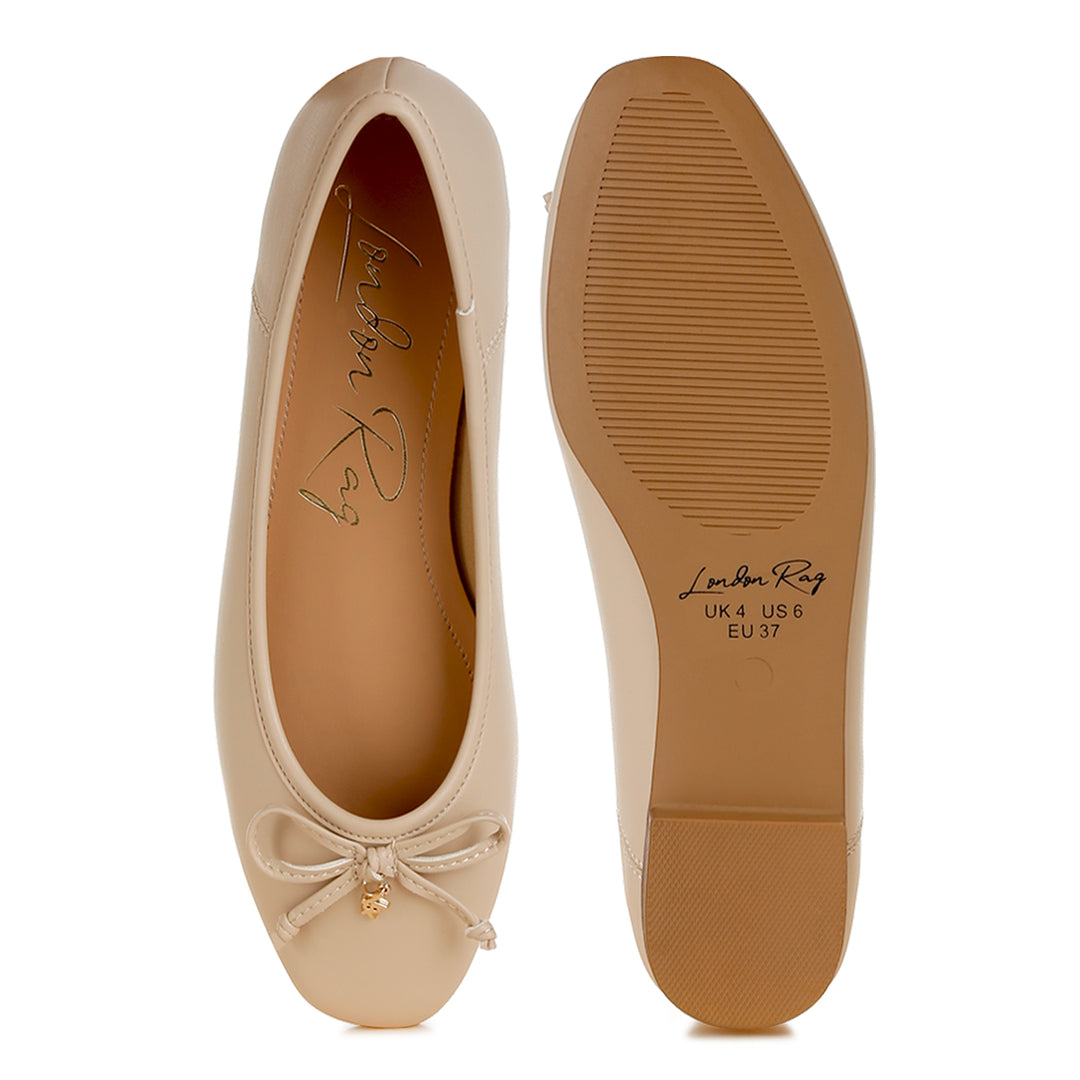 faux leather casual ballerinas#color_beige