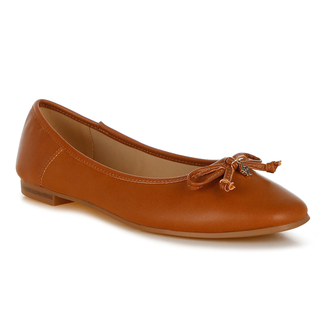 faux leather casual ballerinas#color_tan