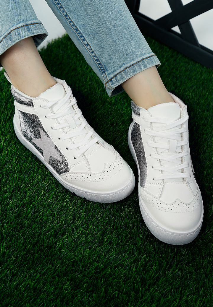 women star high ankle sneakers#color_silver
