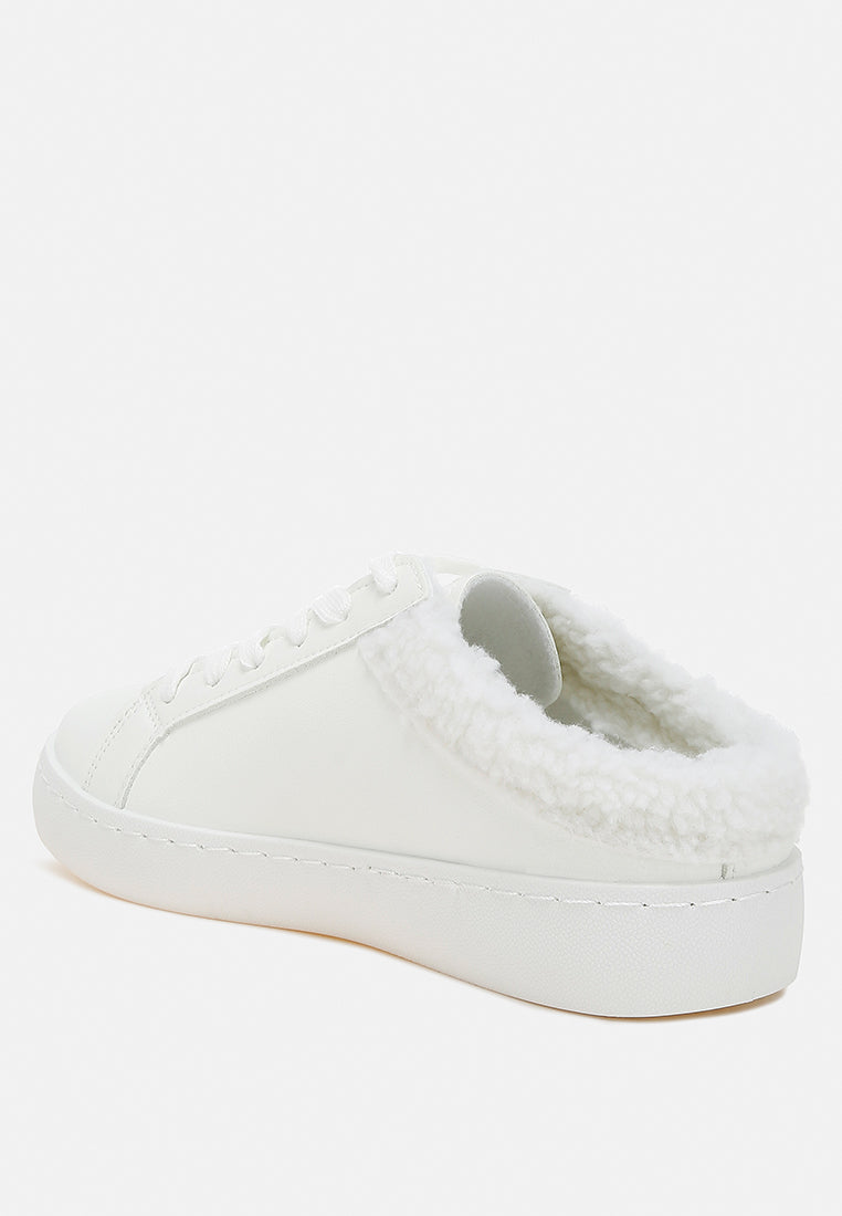women fur collar slip on sneakers#color_white