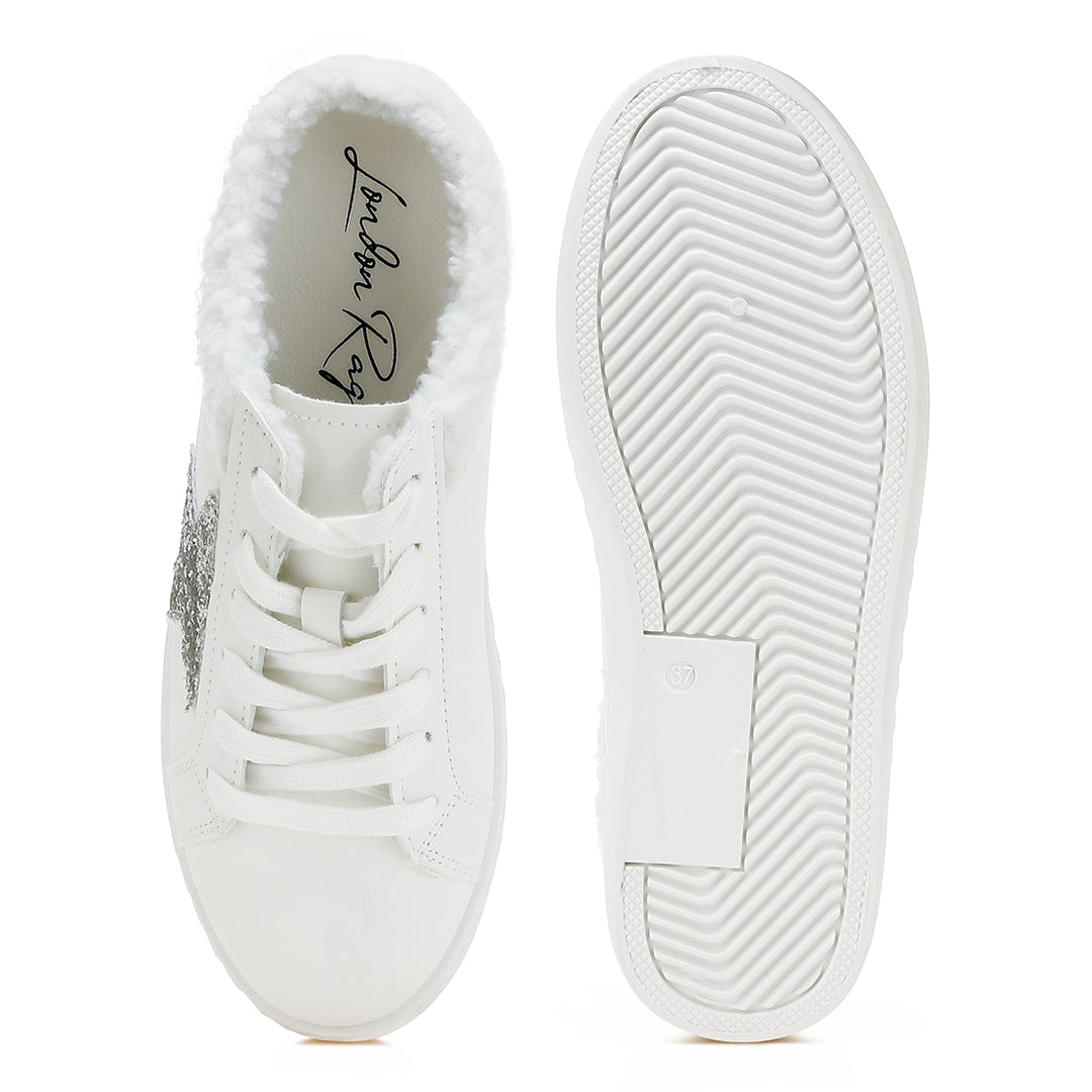 fur collar slip on sneakers#color_white