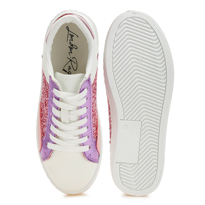 glitter faux leather sneakers#color_pink