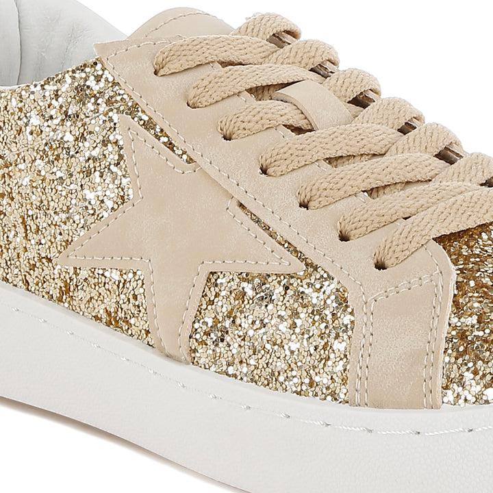 glitter star chunky sneakers#color_gold