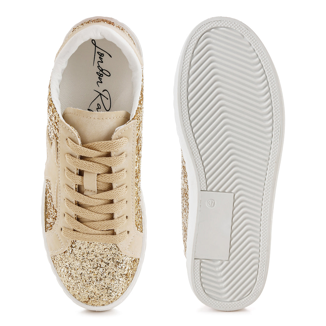 glitter star chunky sneakers#color_gold