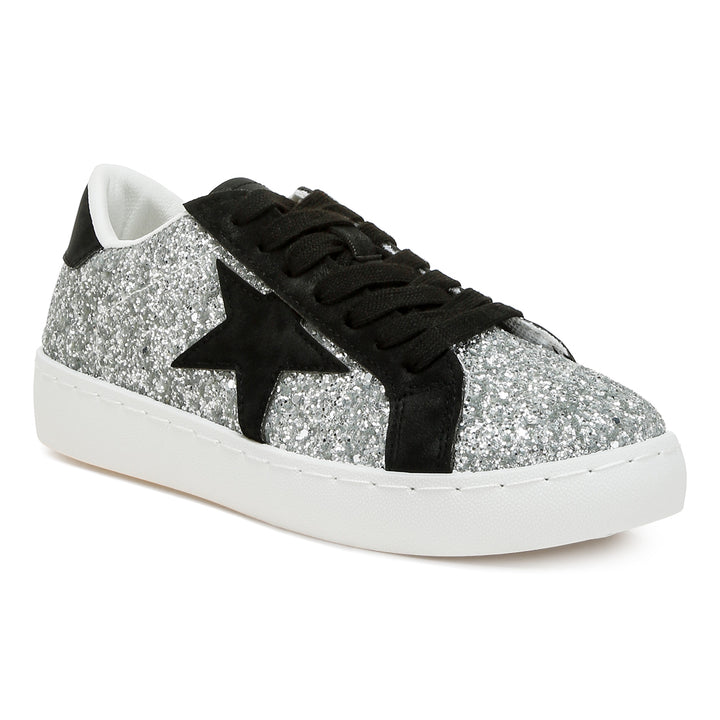 glitter star chunky sneakers#color_silver