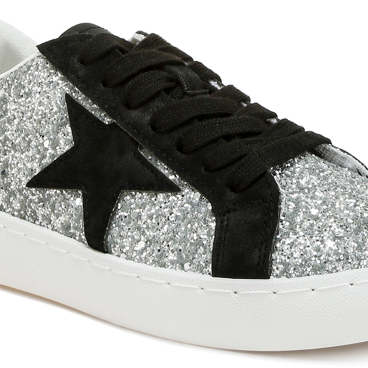 glitter star chunky sneakers#color_silver