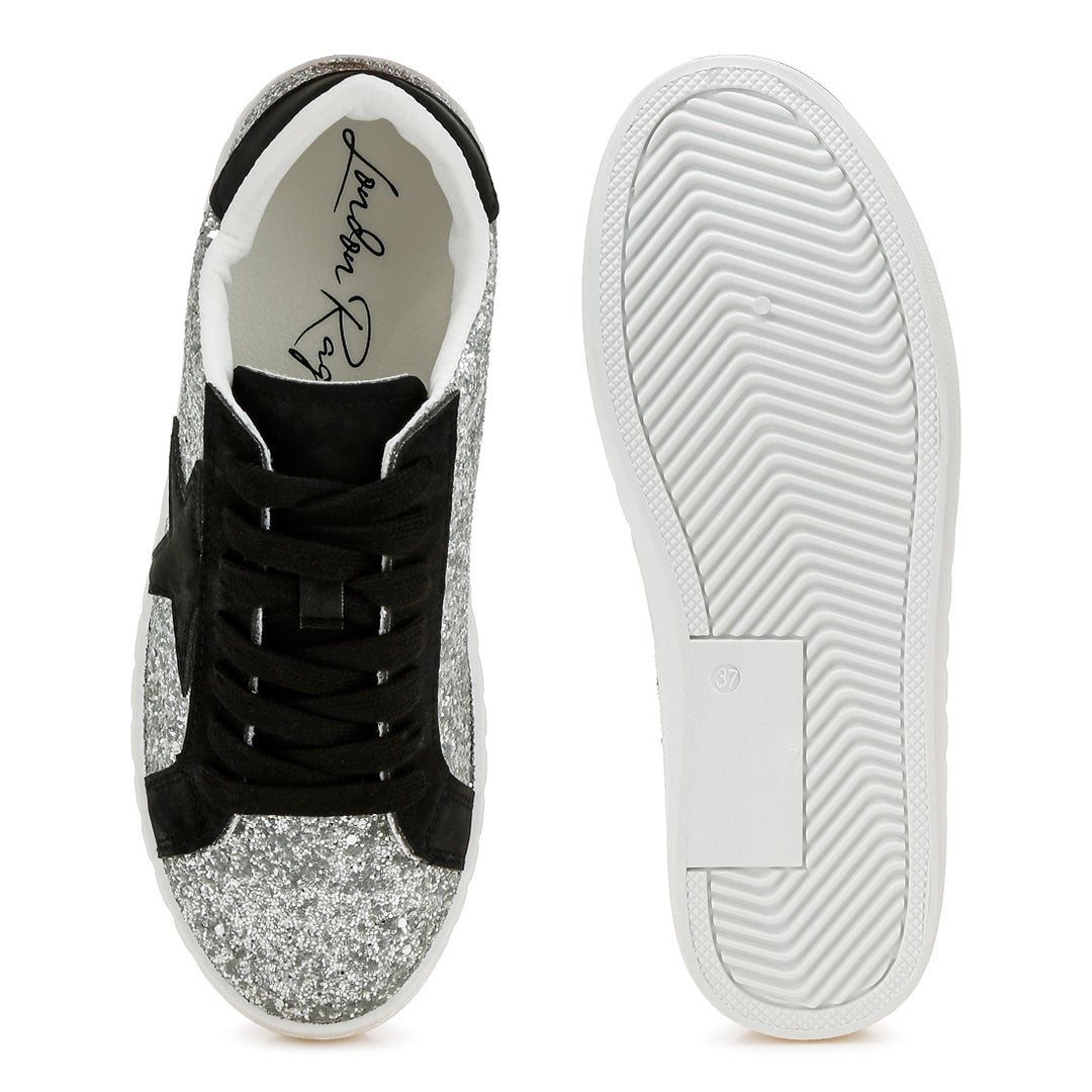 glitter star chunky sneakers#color_silver