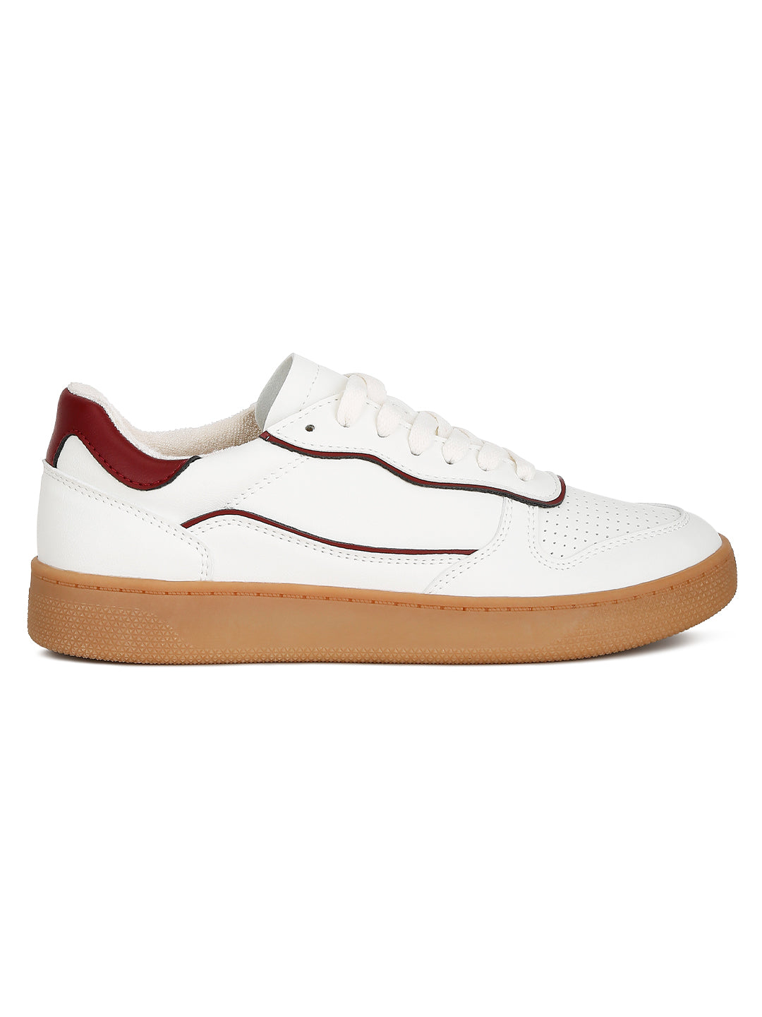 faux leather everyday sneakers#color_white/red