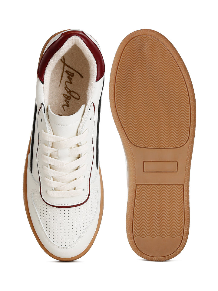 faux leather everyday sneakers#color_white/red