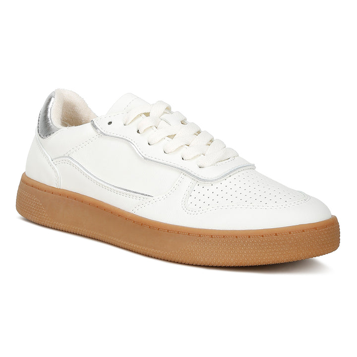 faux leather everyday sneakers#color_white/silver