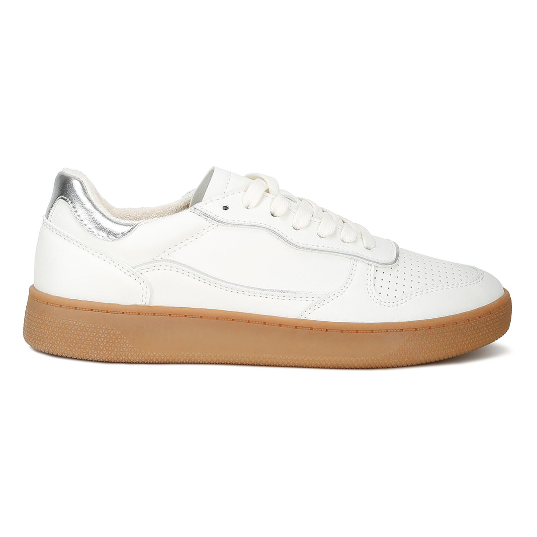 faux leather everyday sneakers#color_white/silver