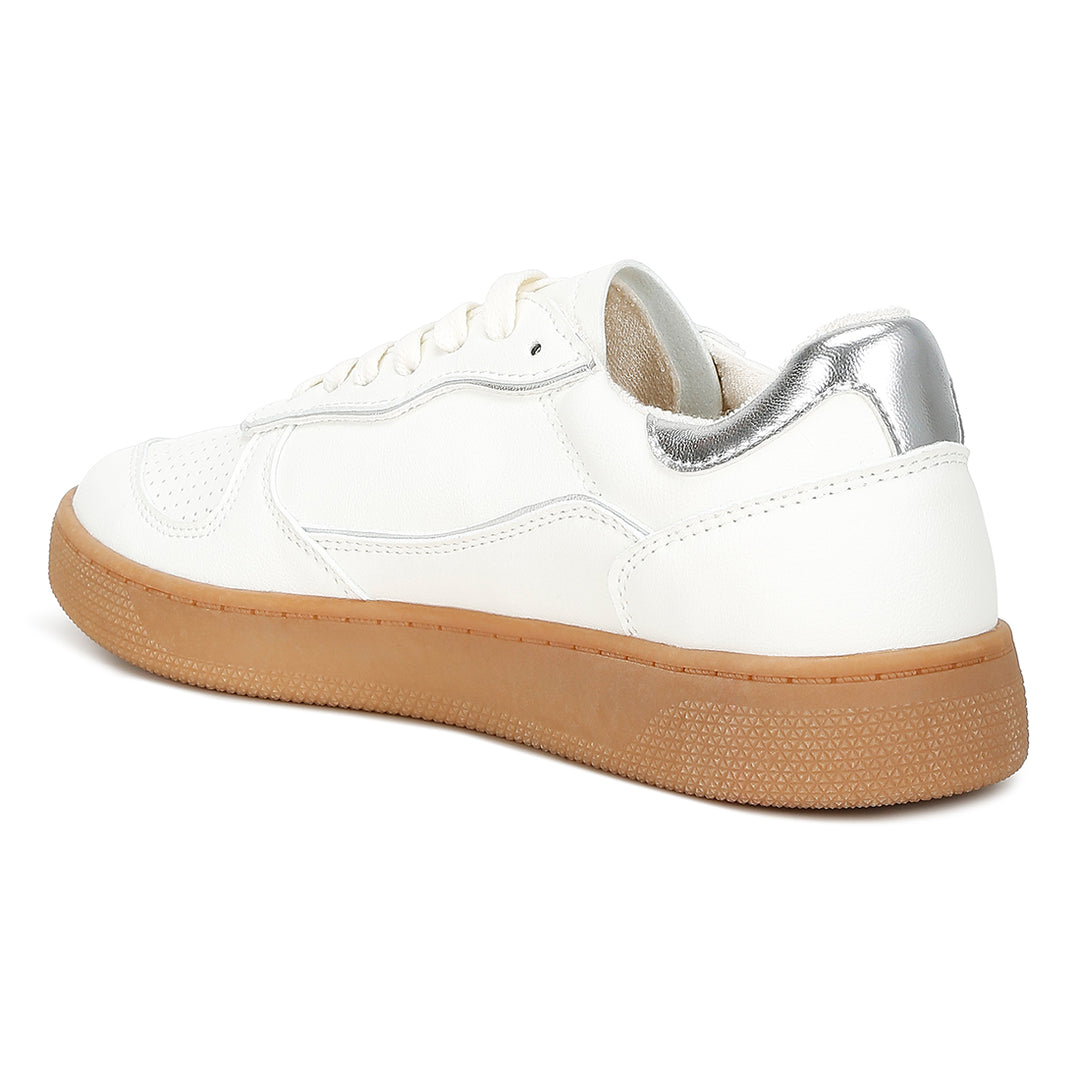 faux leather everyday sneakers#color_white/silver