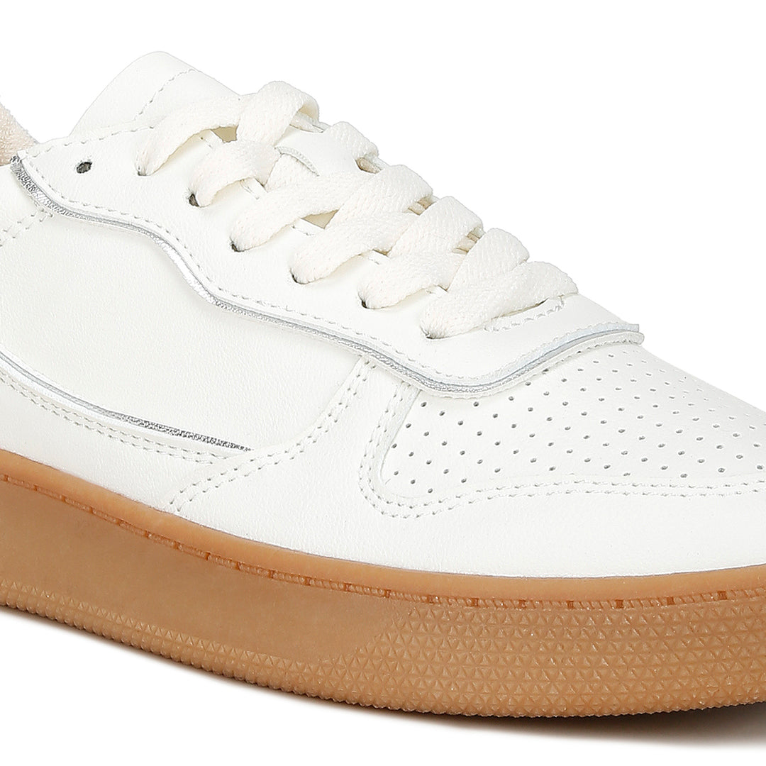 faux leather everyday sneakers#color_white/silver