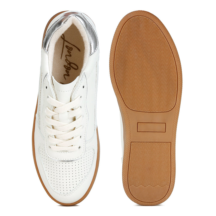 faux leather everyday sneakers#color_white/silver