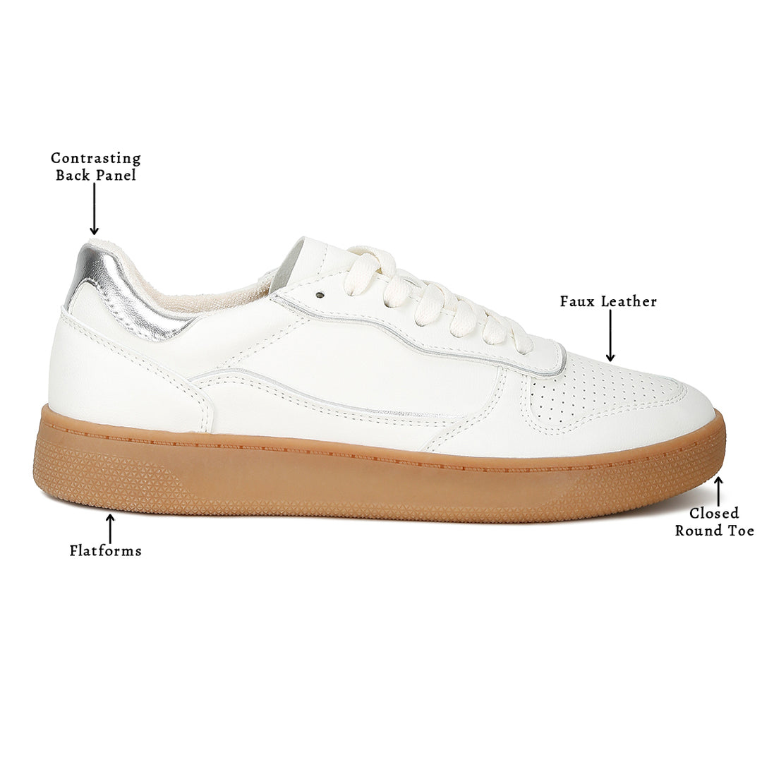 faux leather everyday sneakers#color_white/silver