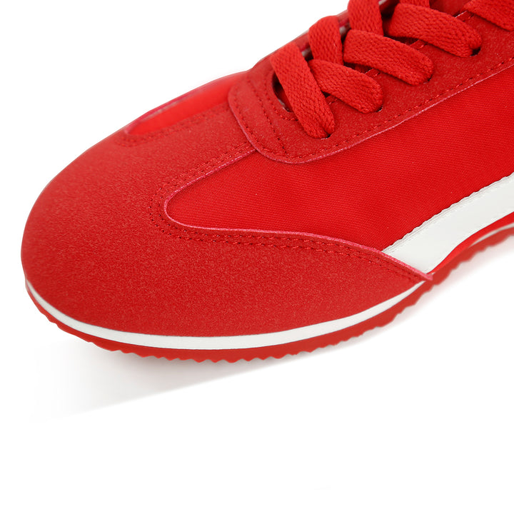 faux leather lace-up sneakers#color_red