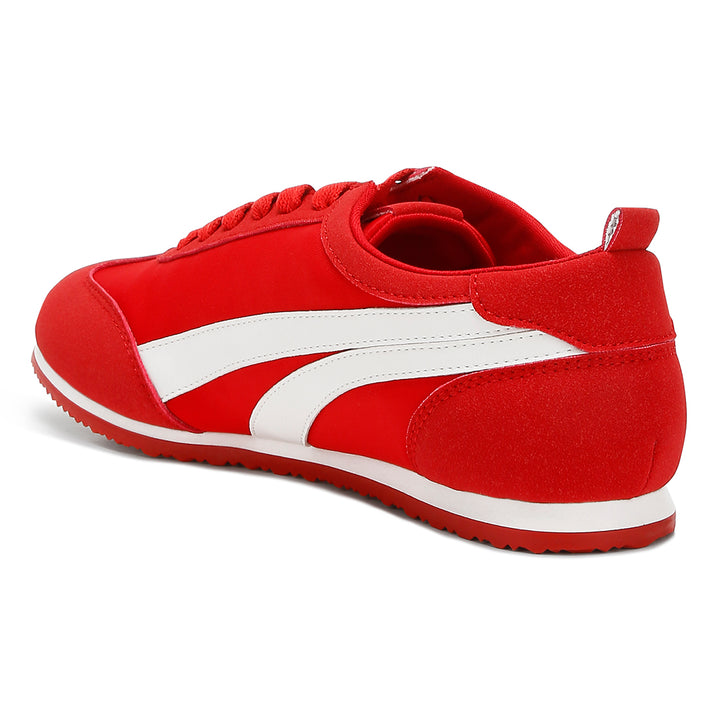 faux leather lace-up sneakers#color_red