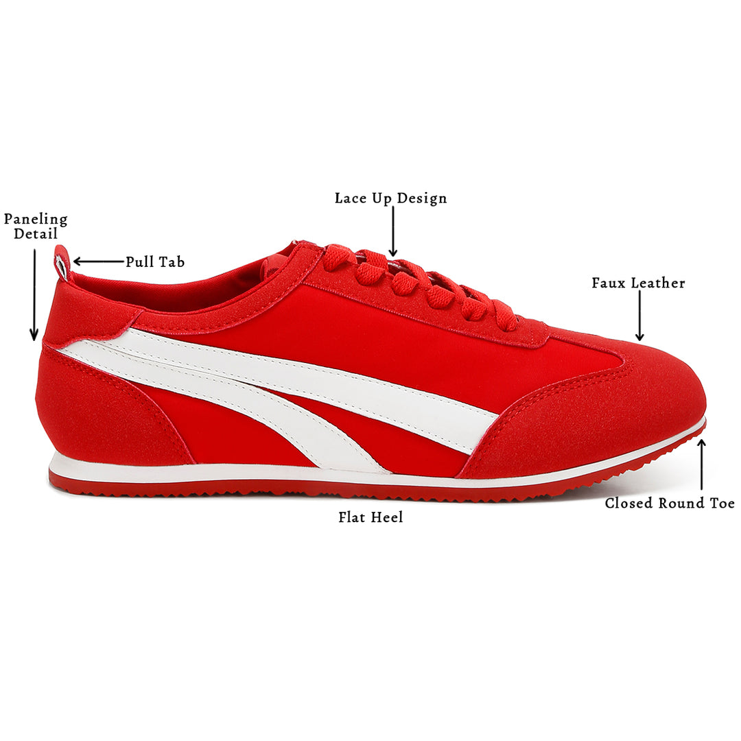 faux leather lace-up sneakers#color_red