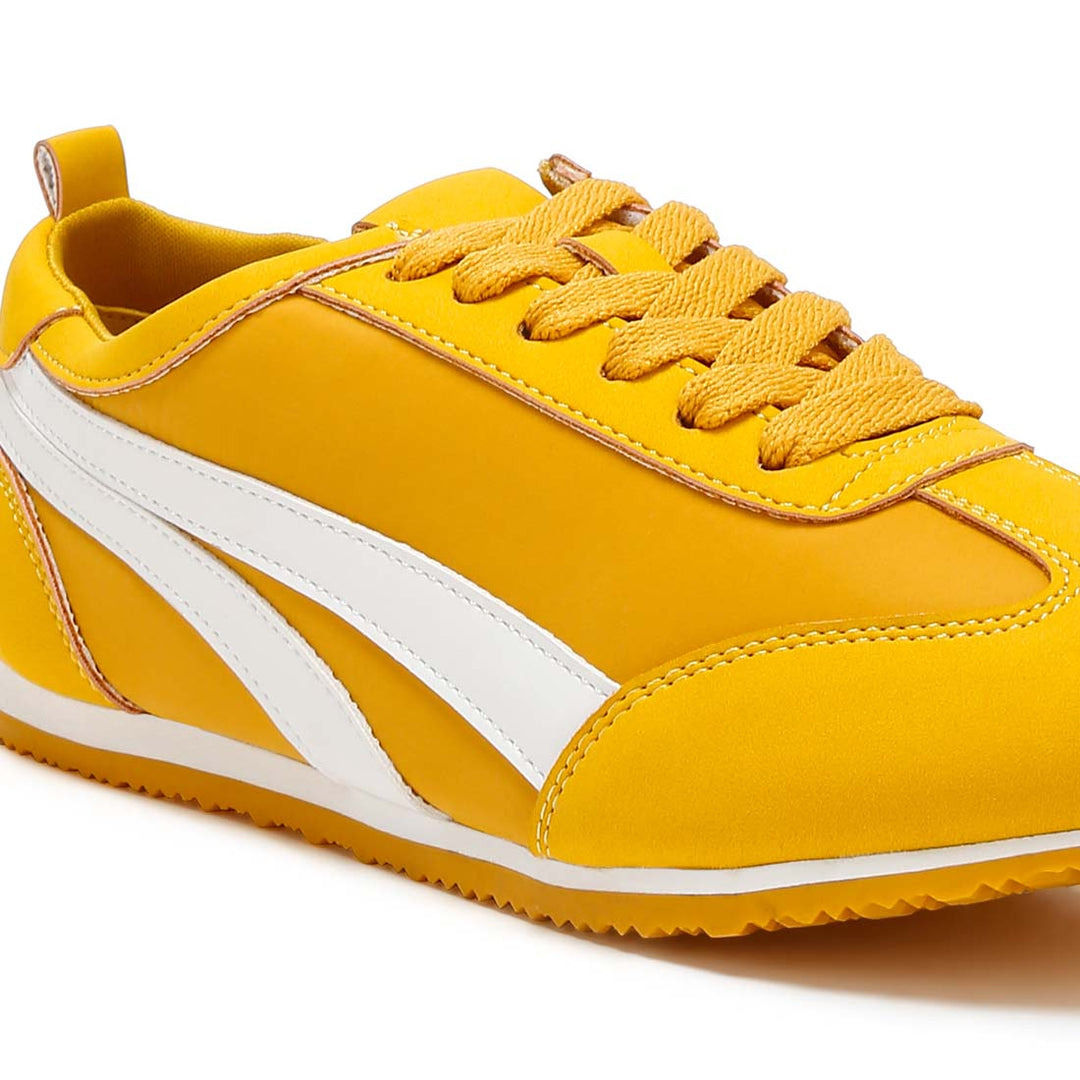 faux leather lace-up sneakers#color_yellow