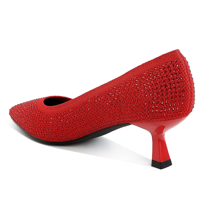 breathable flyknit rhinestone pumps
#color_red