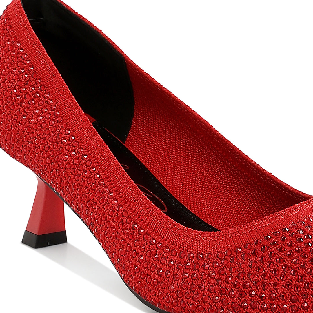 breathable flyknit rhinestone pumps
#color_red