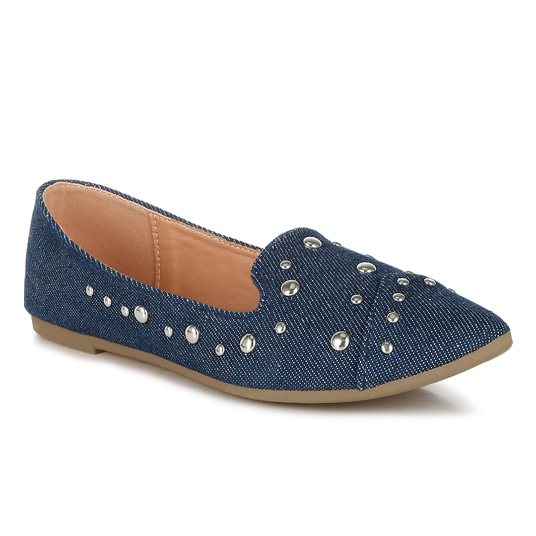 stud emebllished ballet flats
#color_denim,