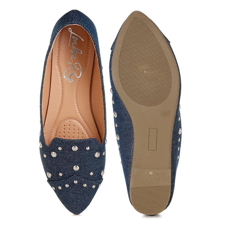 stud emebllished ballet flats
#color_denim,