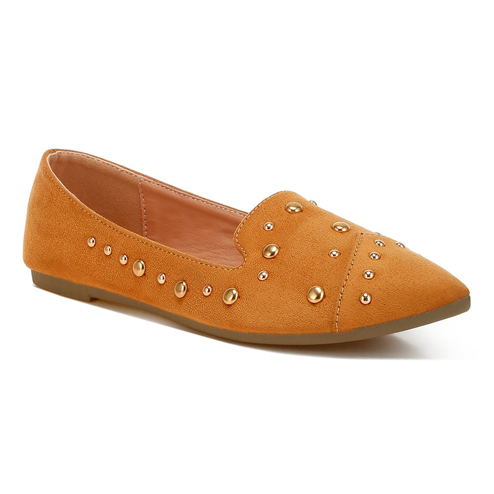 stud emebllished ballet flats
#color_tan