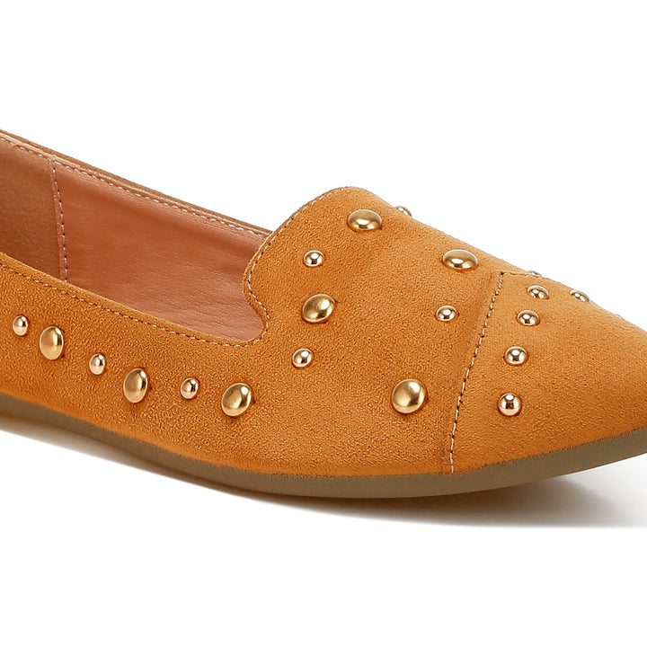 stud emebllished ballet flats
#color_tan