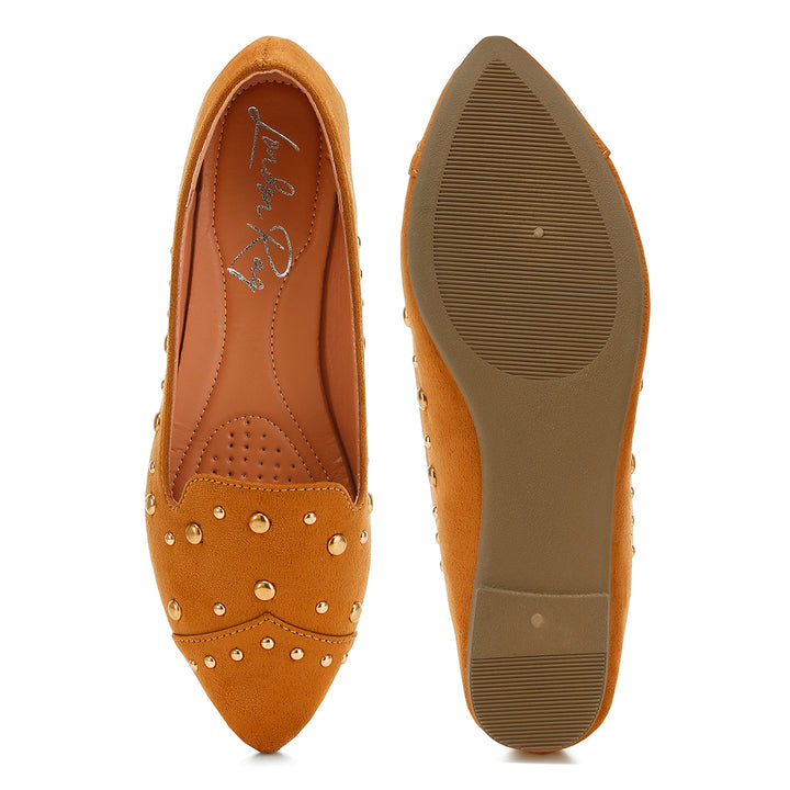 stud emebllished ballet flats
#color_tan