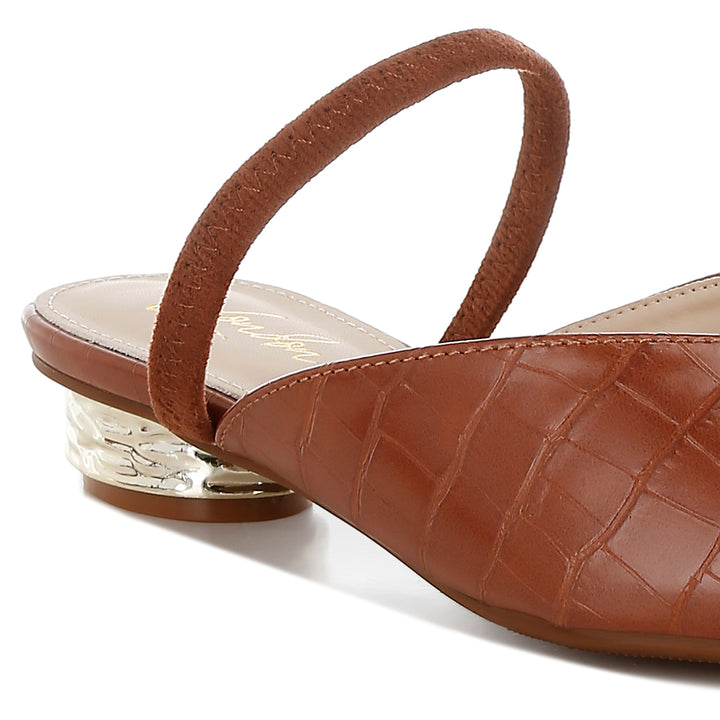 fantasy heel croco mules#color_tan