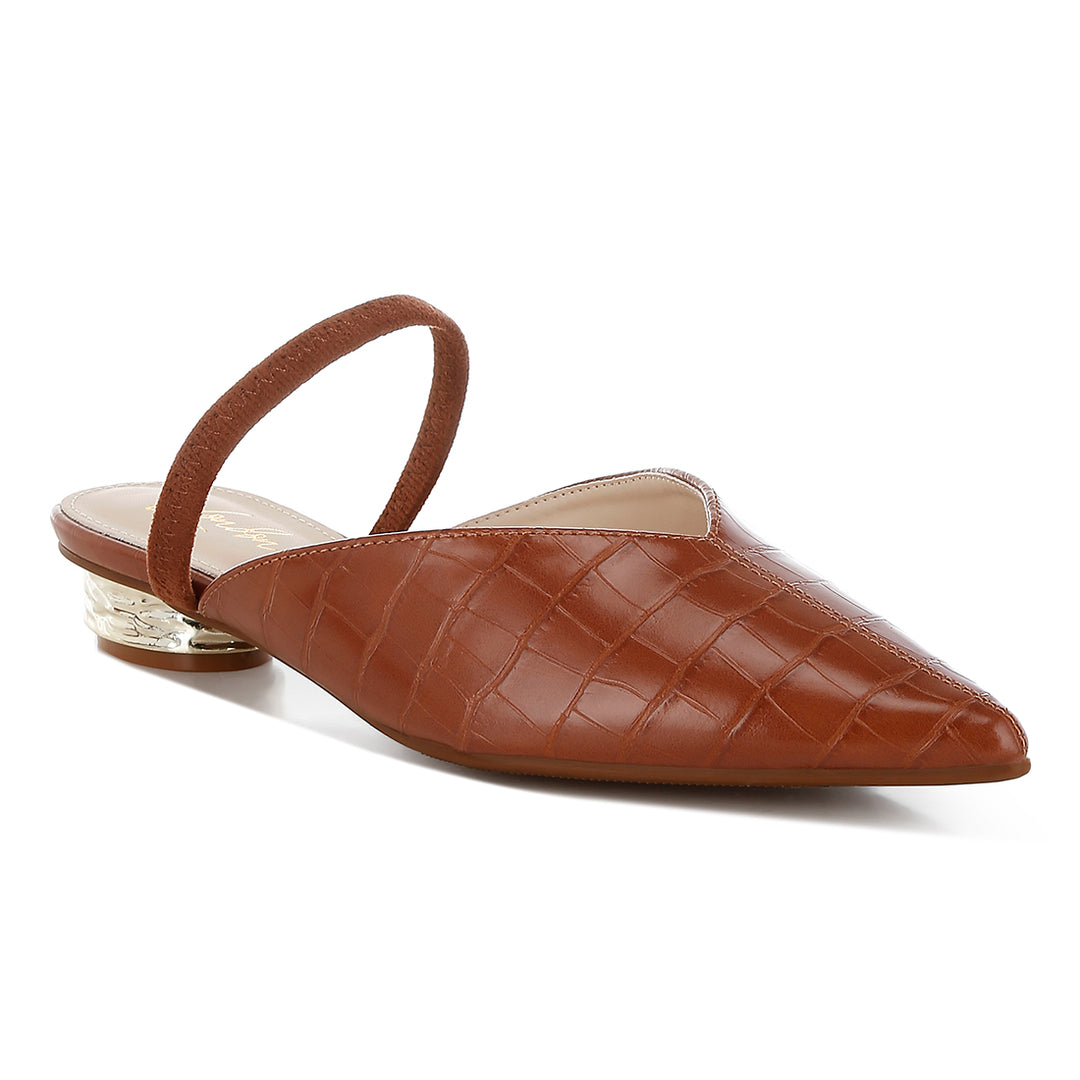 fantasy heel croco mules#color_tan