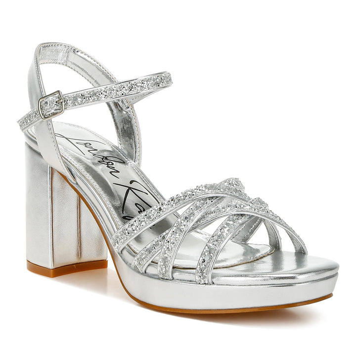 glitter strappy block sandals#color_silver