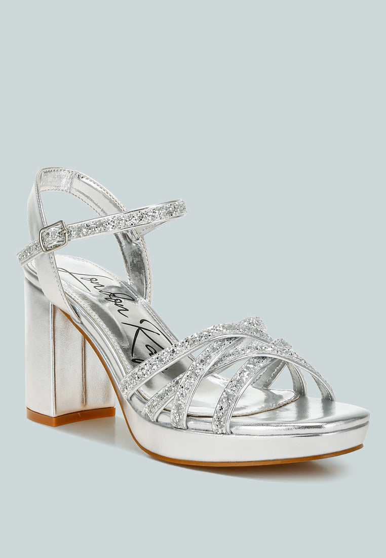 women glitter strappy block sandals#color_silver