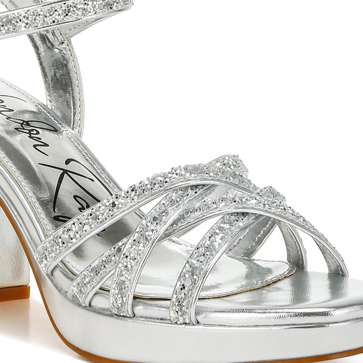 glitter strappy block sandals#color_silver