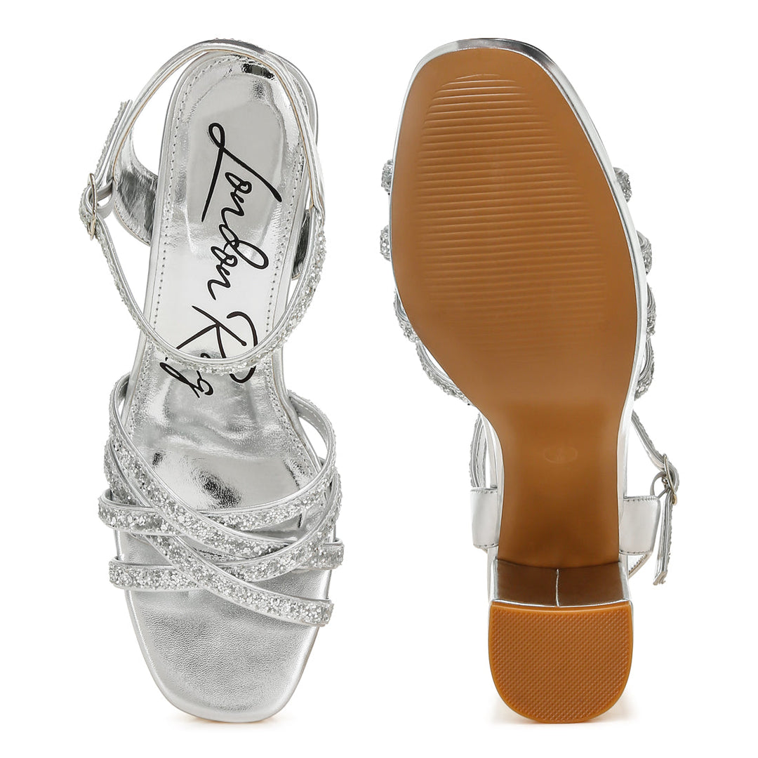 glitter strappy block sandals#color_silver