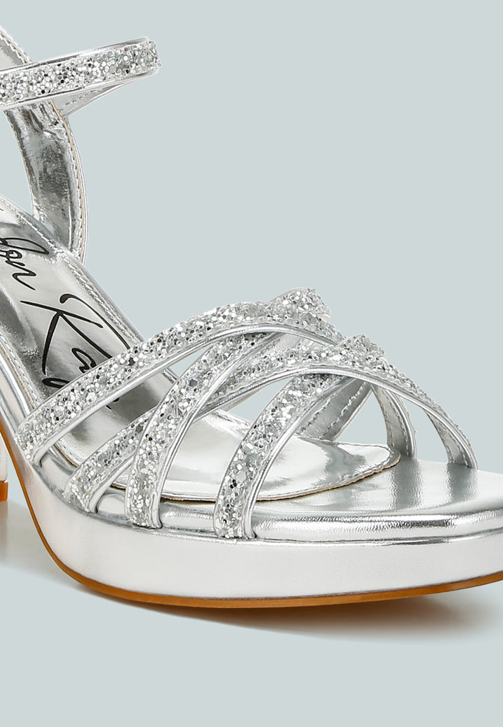 women glitter strappy block sandals#color_silver