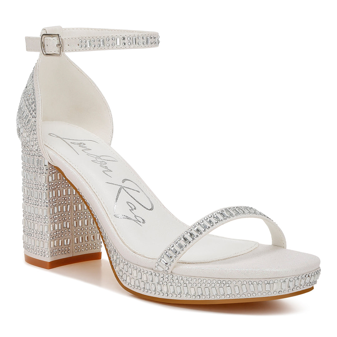 rhinestones embellished block sandals#color_white