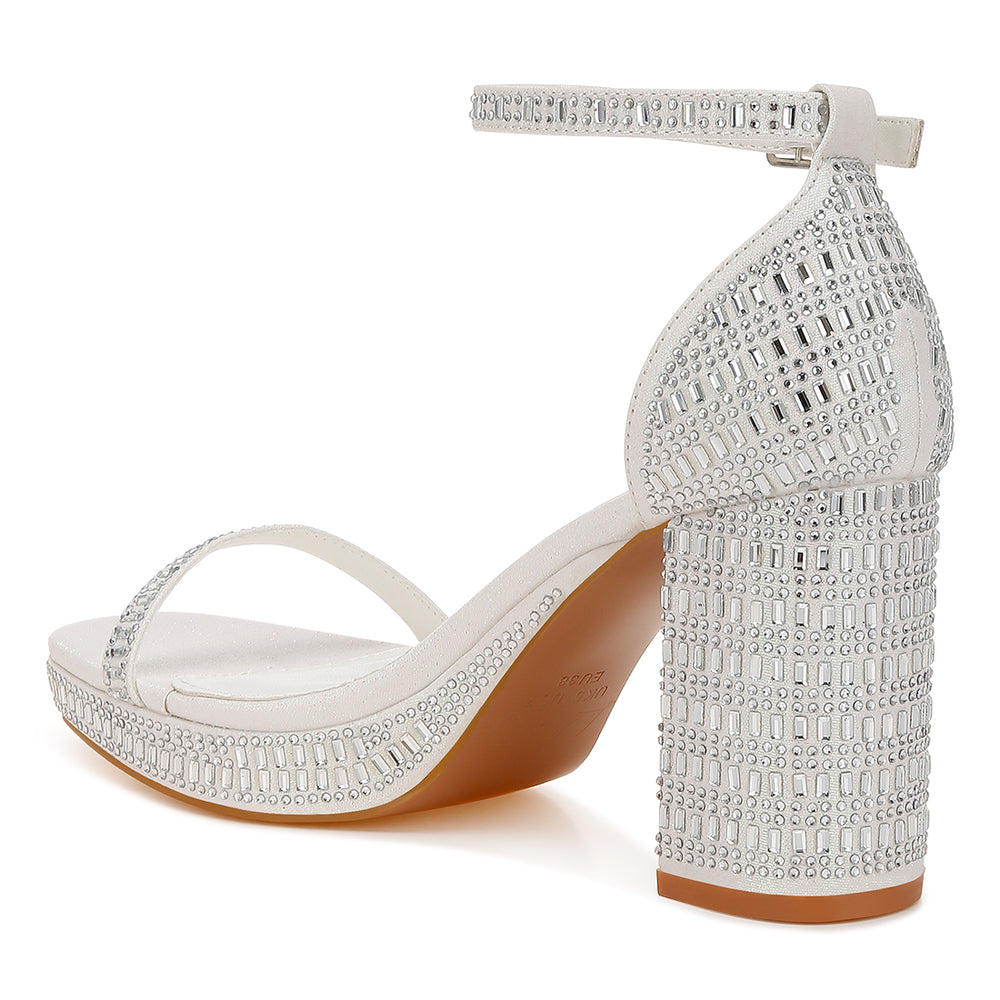 rhinestones embellished block sandals#color_white