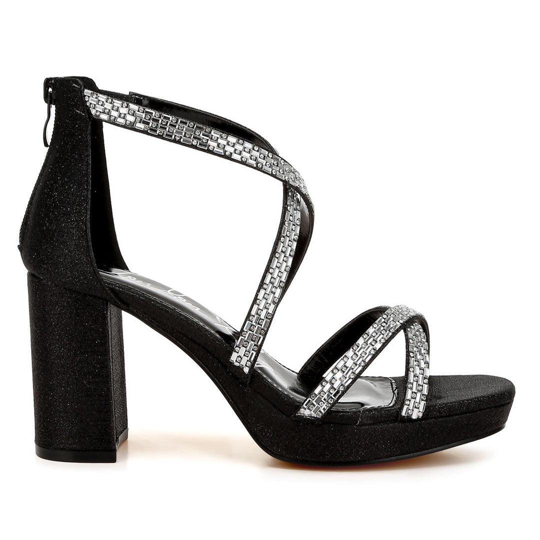 rhinestones embellished strappy sandals#color_black