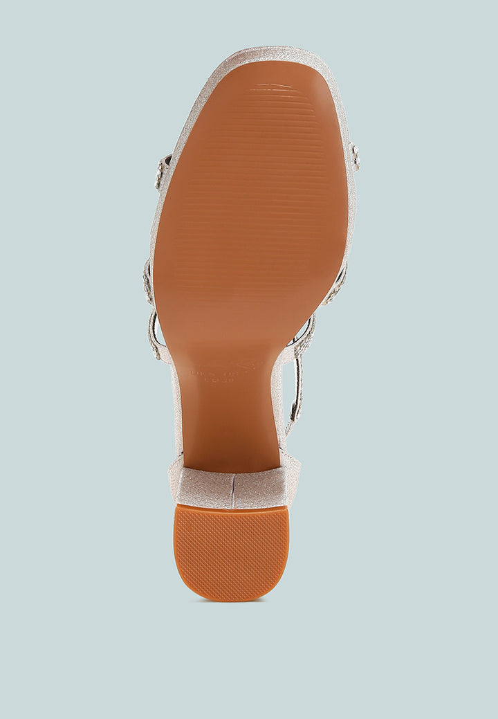 women rhinestones embellished strappy sandals#color_silver