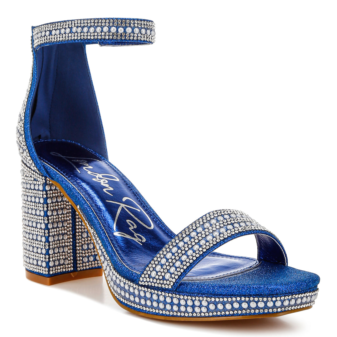 rhinestones and pearl embellished sandals#color_blue