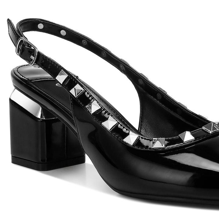 stud embellished slingback sandals
#color_black