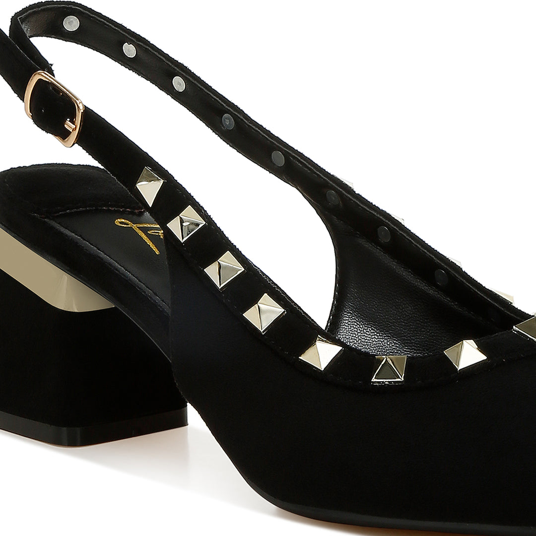 stud embellished microfiber sandals#color_black