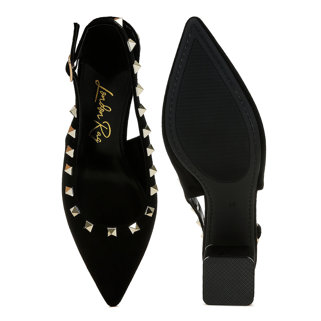 stud embellished microfiber sandals#color_black