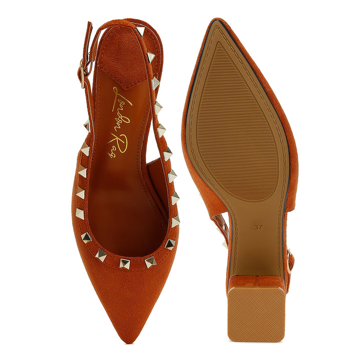 stud embellished microfiber sandals#color_tan