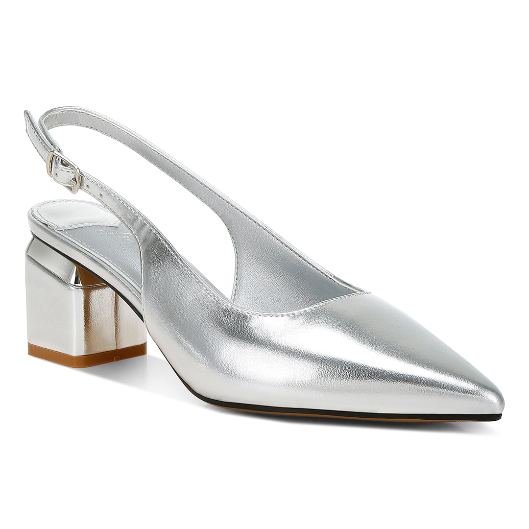 metallic faux leather slingback sandals#color_silver