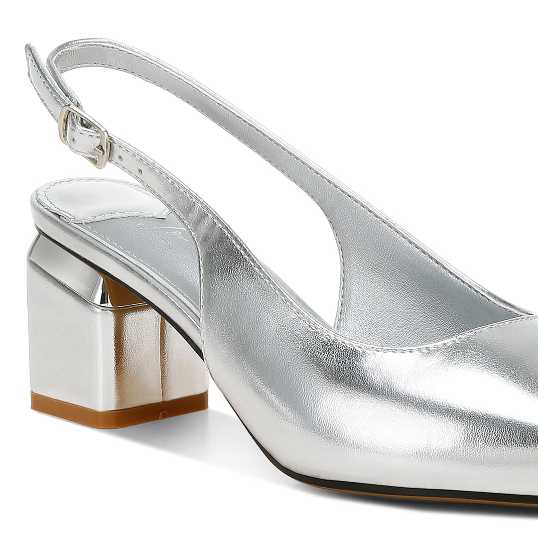 metallic faux leather slingback sandals#color_silver